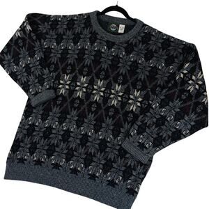 Vintage Janzen USA Knit Pullover Sweater Mens XL Gray Multicolor Geometric 80s